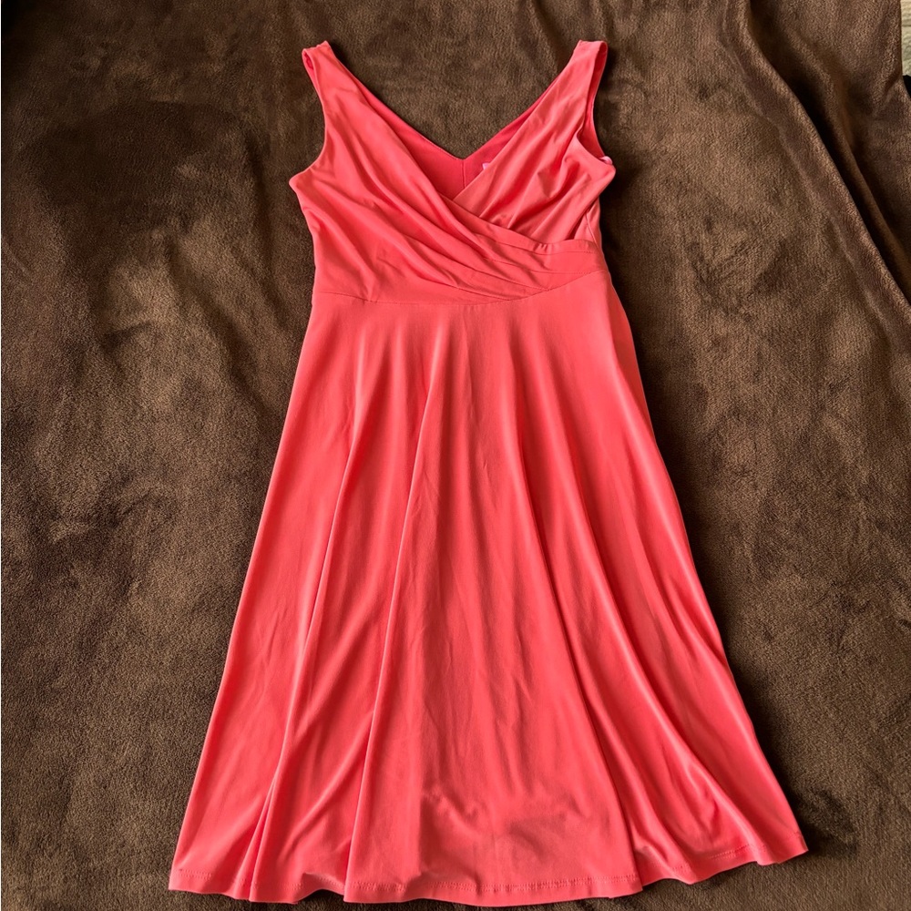 Coral Sleeveless V-Neck Dress